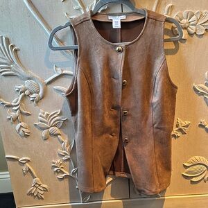 Sincerely Jules Button Front Chocolate Faux Suede Vest